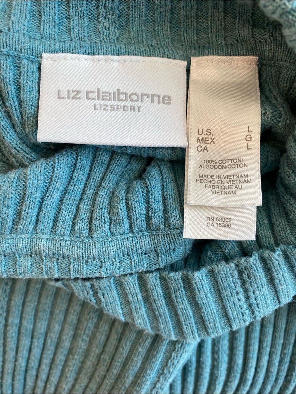 Liz Claiborne Teal Ribbed Turtleneck Sweater - Picture 4 of 6
